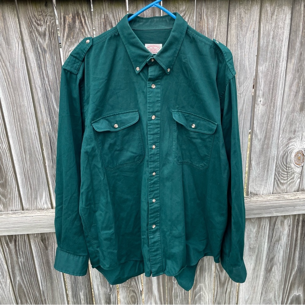 VTG Brooks Brothers Western Shirt Green Button Down Long Sleeve